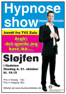 Velgørenhedsarrangement fra Hadsten Rotary Klub: Hypnose Show, kendt fra TV2 Zulu, kommer til Hadsten